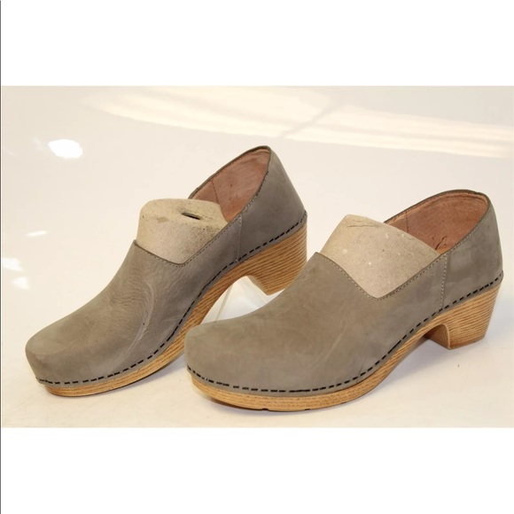 dansko taupe milled nubuck clog